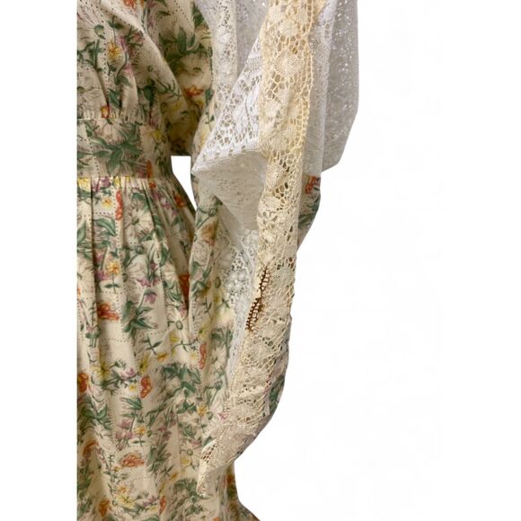 Whimsigoth Cottagecore Feminine Boho Festival Maxi Dress Lace Bell Sleeves - Picture 10 of 14